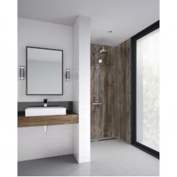 Dark Wood Bathroom Shower Panel
