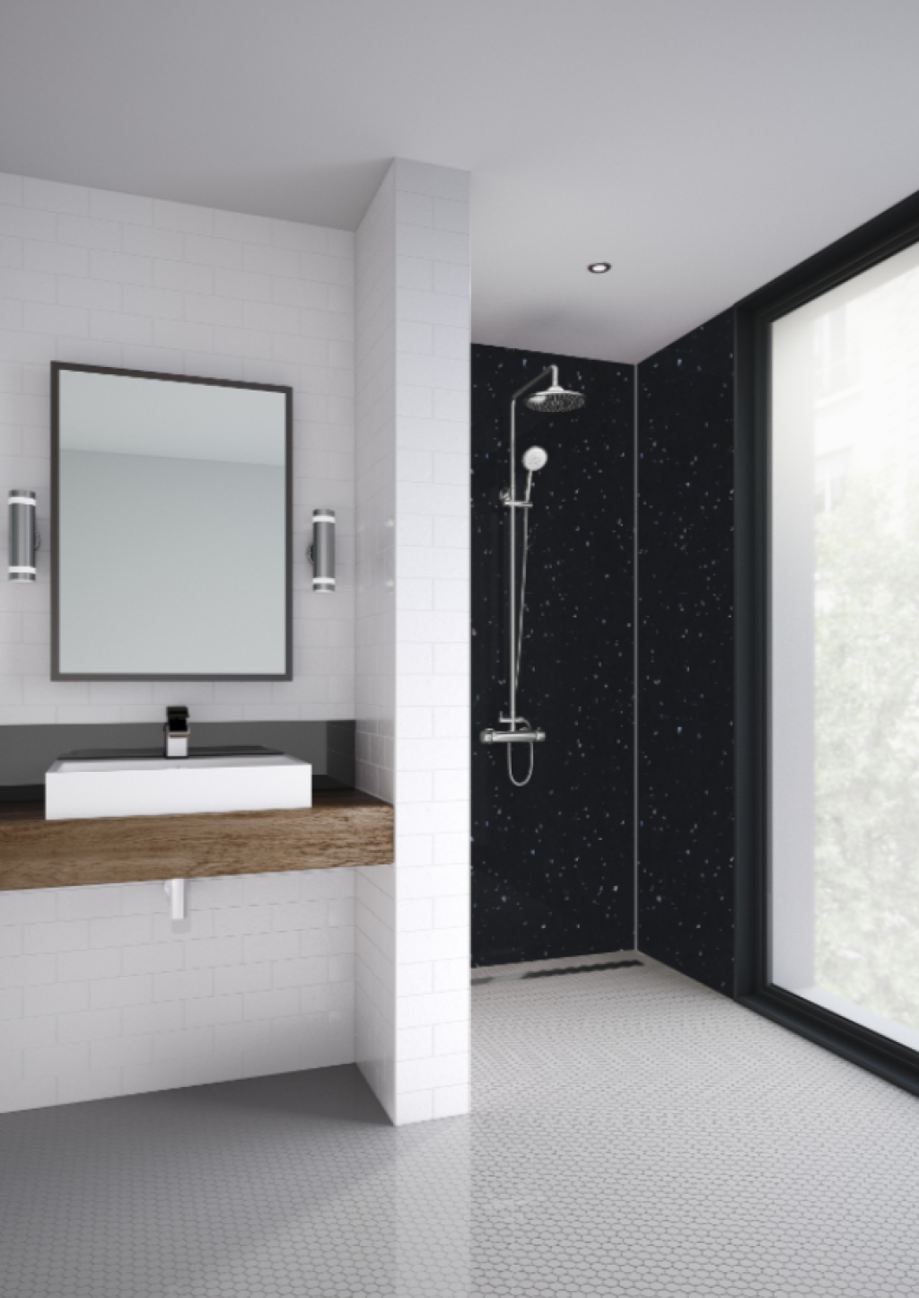Galaxy Black Bathroom & Shower Wall Panel | Wetwall