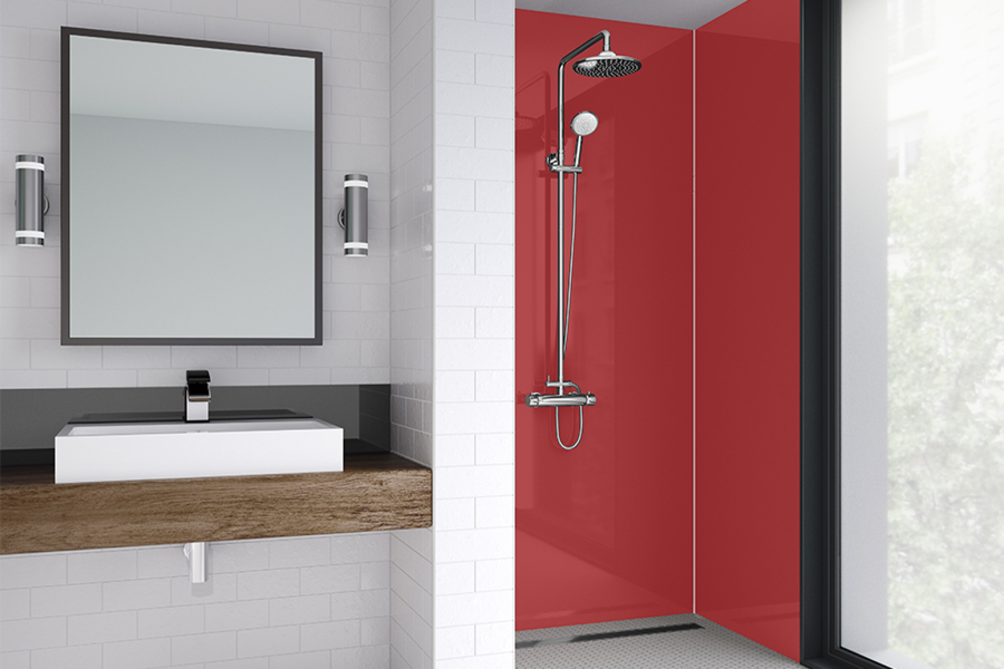 Red Gloss Bathroom & Shower Wall Panel | Wetwall