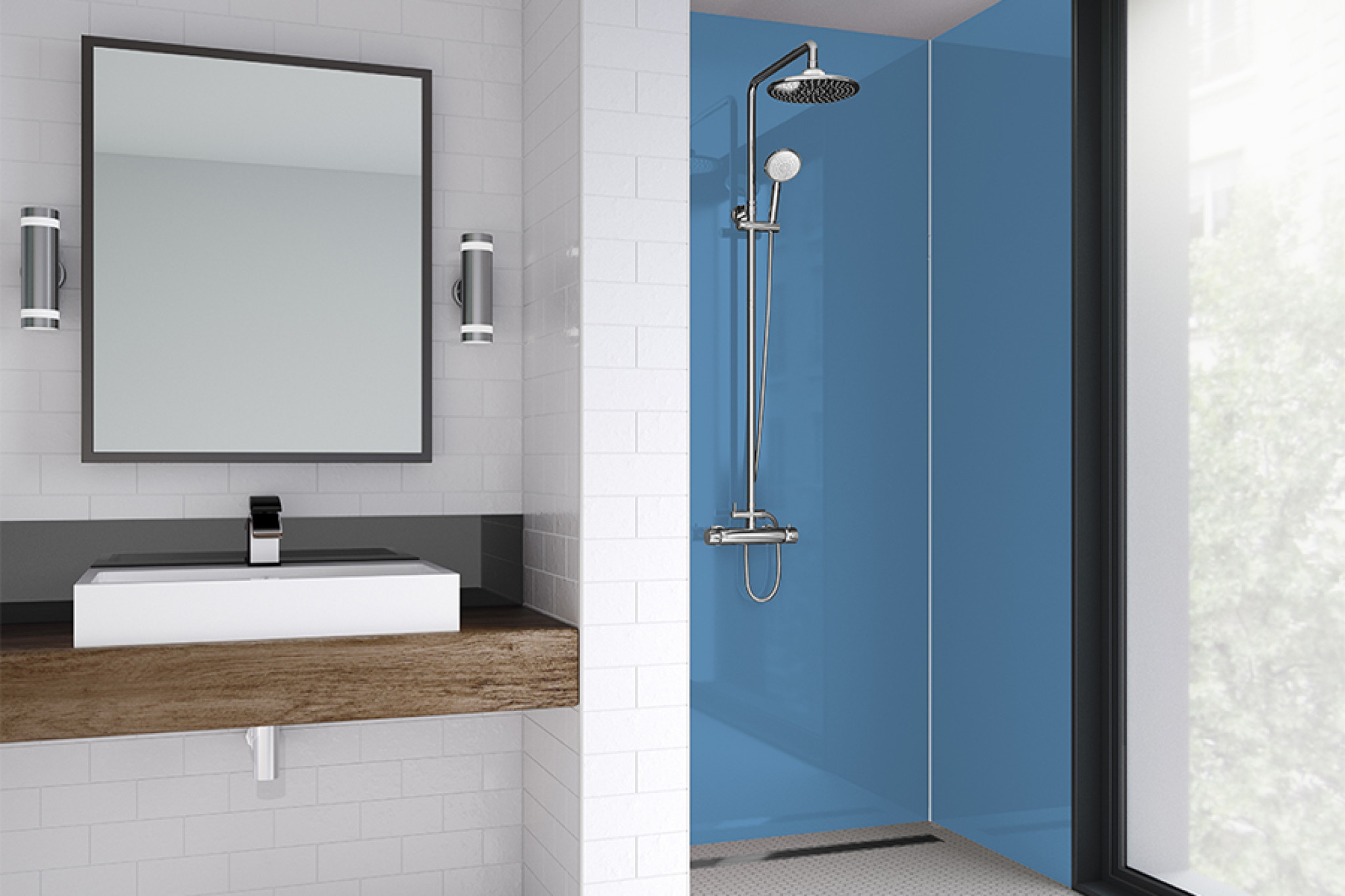 Skye Blue Acrylic Shower Panel 4mm Gloss or Matt