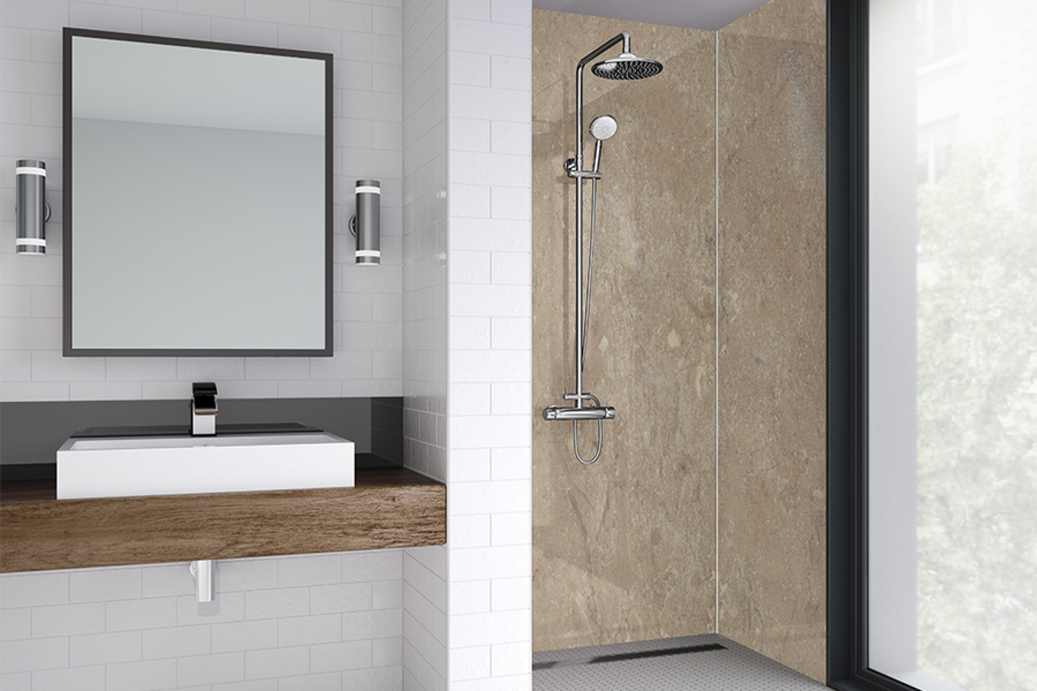 Light Sandstone Bathroom & Shower Wall Panel Wetwall