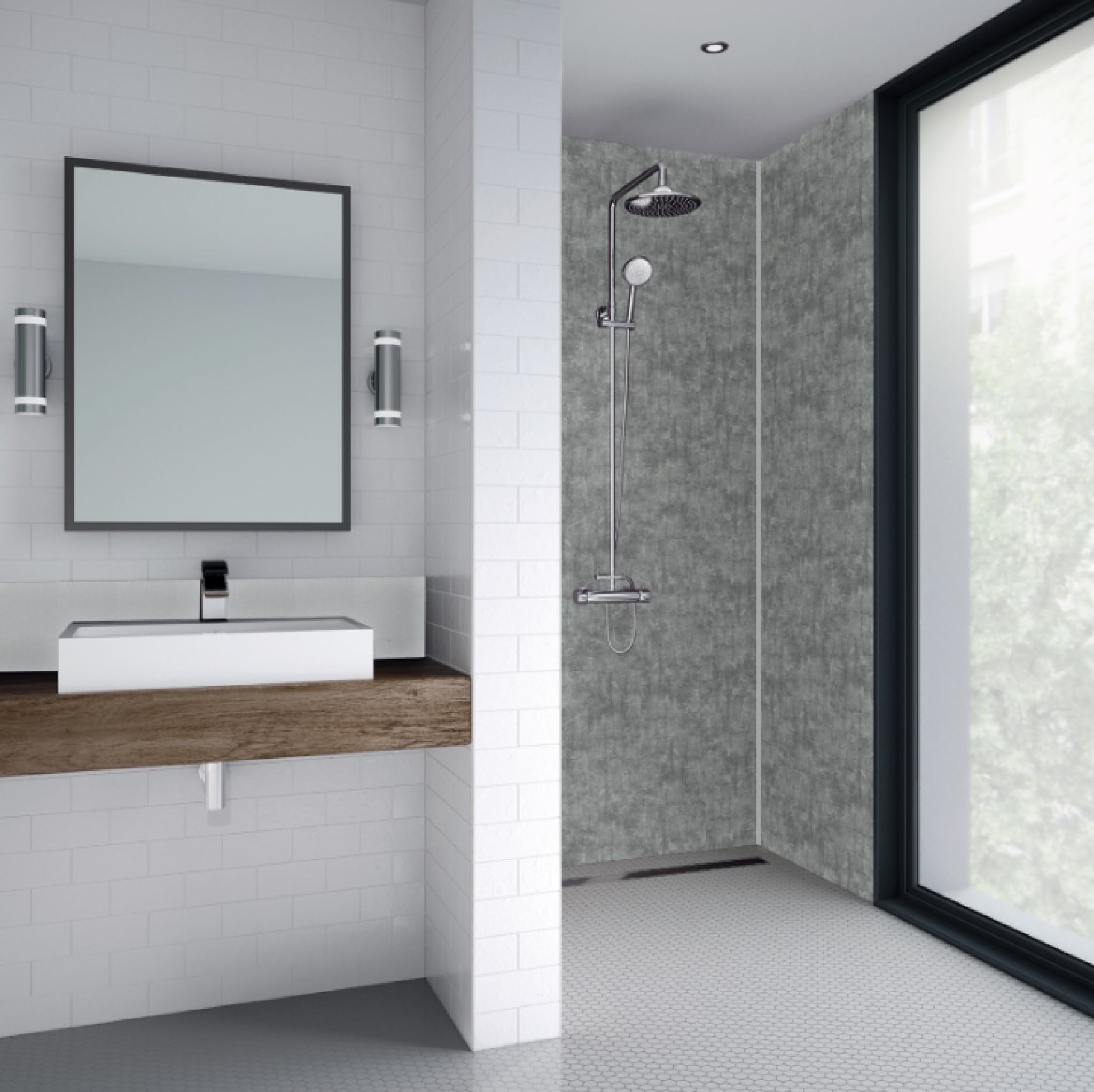 Modern Stone Bathroom Shower Wall, Tiled Panels Bathroom