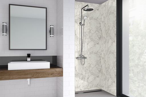 White Statuario Bathroom Shower Panel