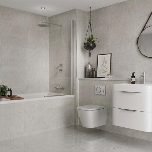 White Mineral Bathroom & Shower Wall Panel