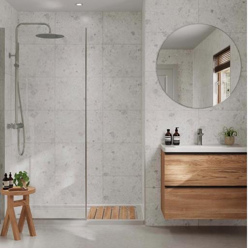 White Terrazzo Bathroom & Shower Wall Panel
