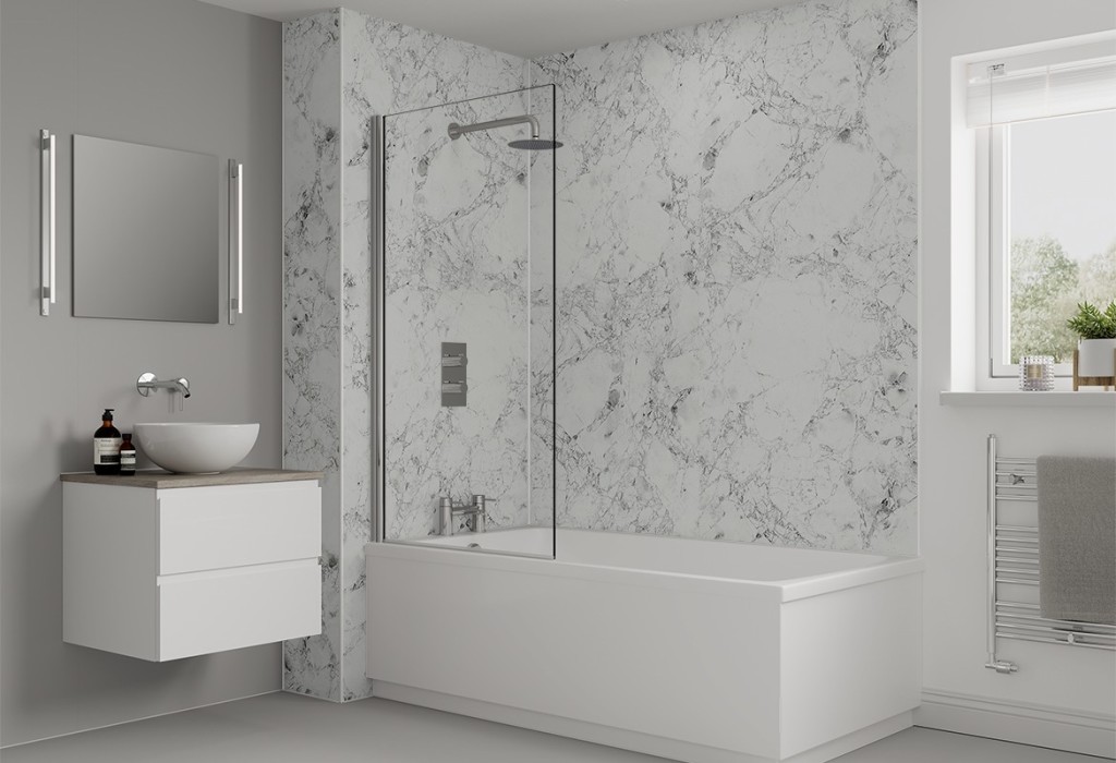 White Marble Multipanel Shower Wall Panel